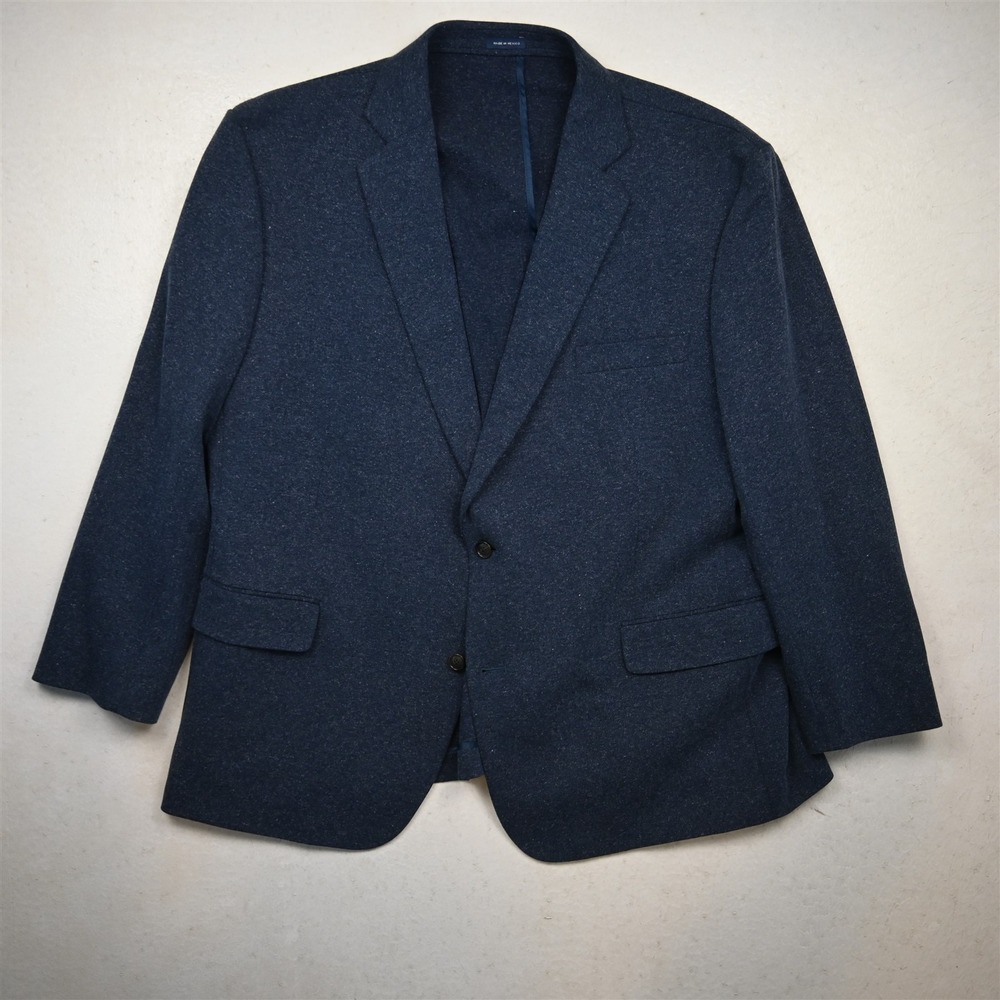Stafford 52R Blue Linen Soft Shoulder Mens Blazer Suit Jacket Sport Coat